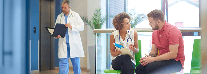 Patients & Doctor in Waiting Room Callout Image
