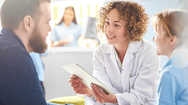patient talking with doctor