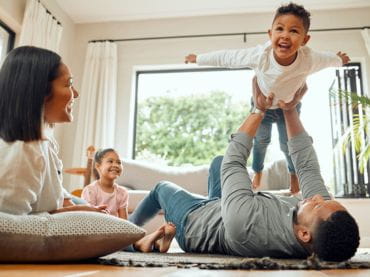 Family with little kids spending time together