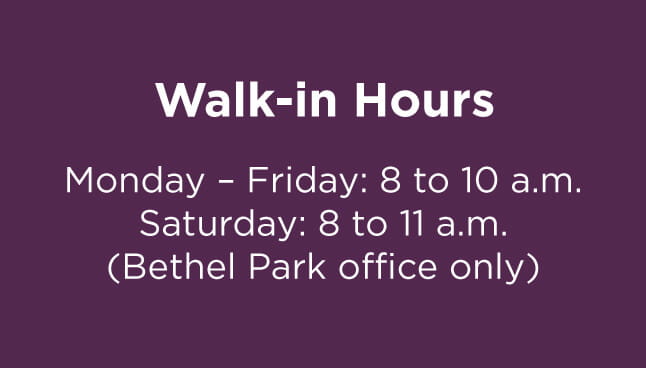 UPMC Children's Community Pediatrics – South Hills, Bethel Park Office Walk-in hours