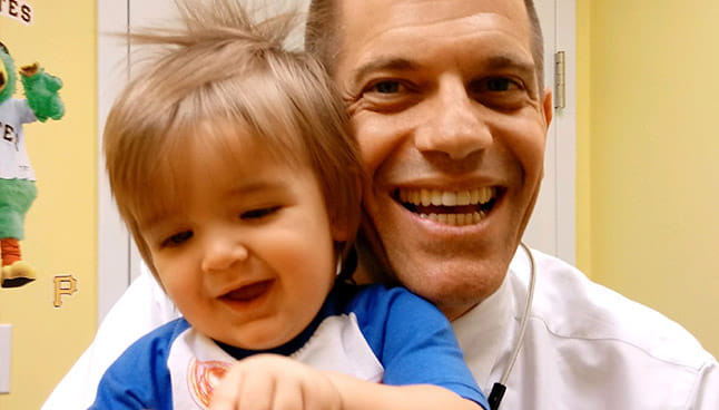 Owen and Dr. Stewart at CCP - Pittsburgh Pediatrics
