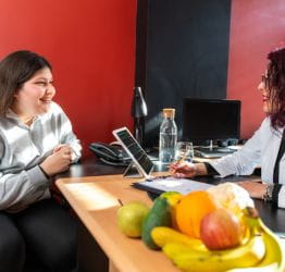 Woman and teen talking