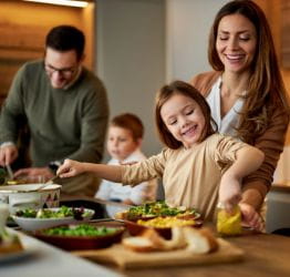 Family eating dinner