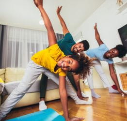 Family doing yoga