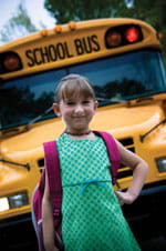 Back-to-School Program for Cancer Patients bus girl