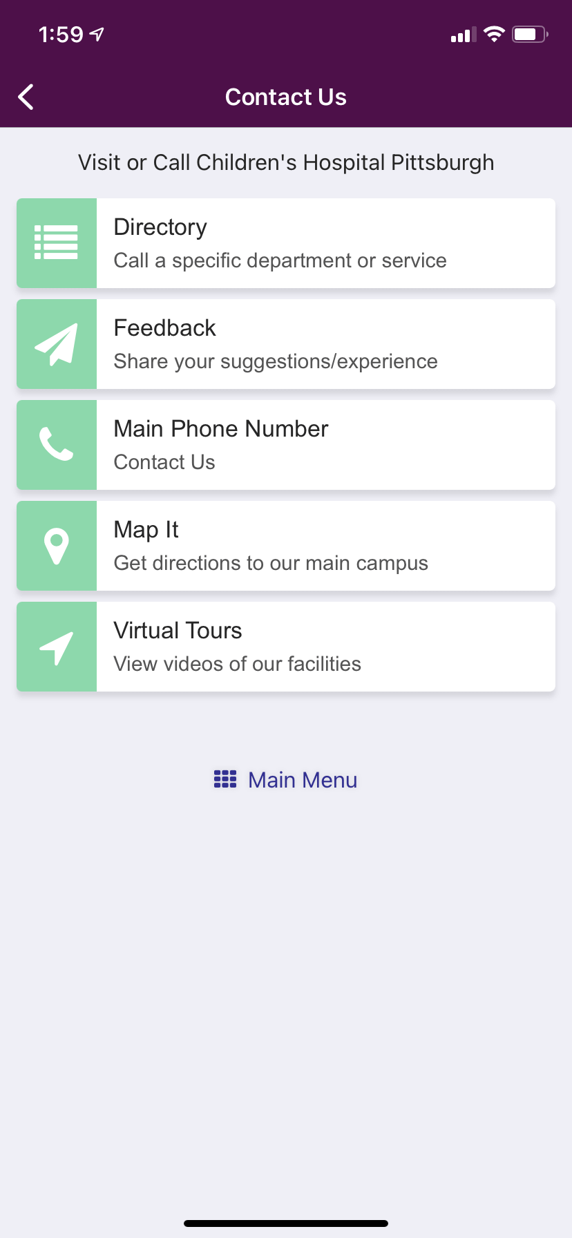 ChildrensPGH App Contact