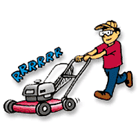Injury Prevention lawnmower cartoon