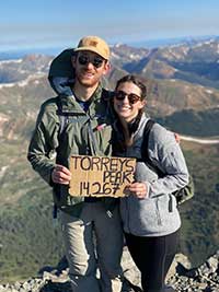 Grace and her husband Josh atop Torreys Peak in Colorado.