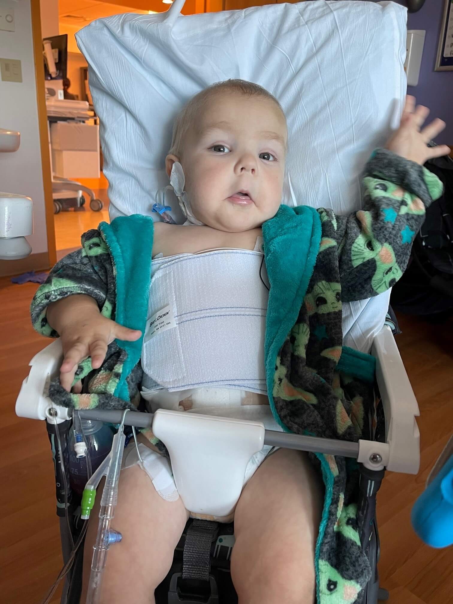 Jaxson Harris in the hospital