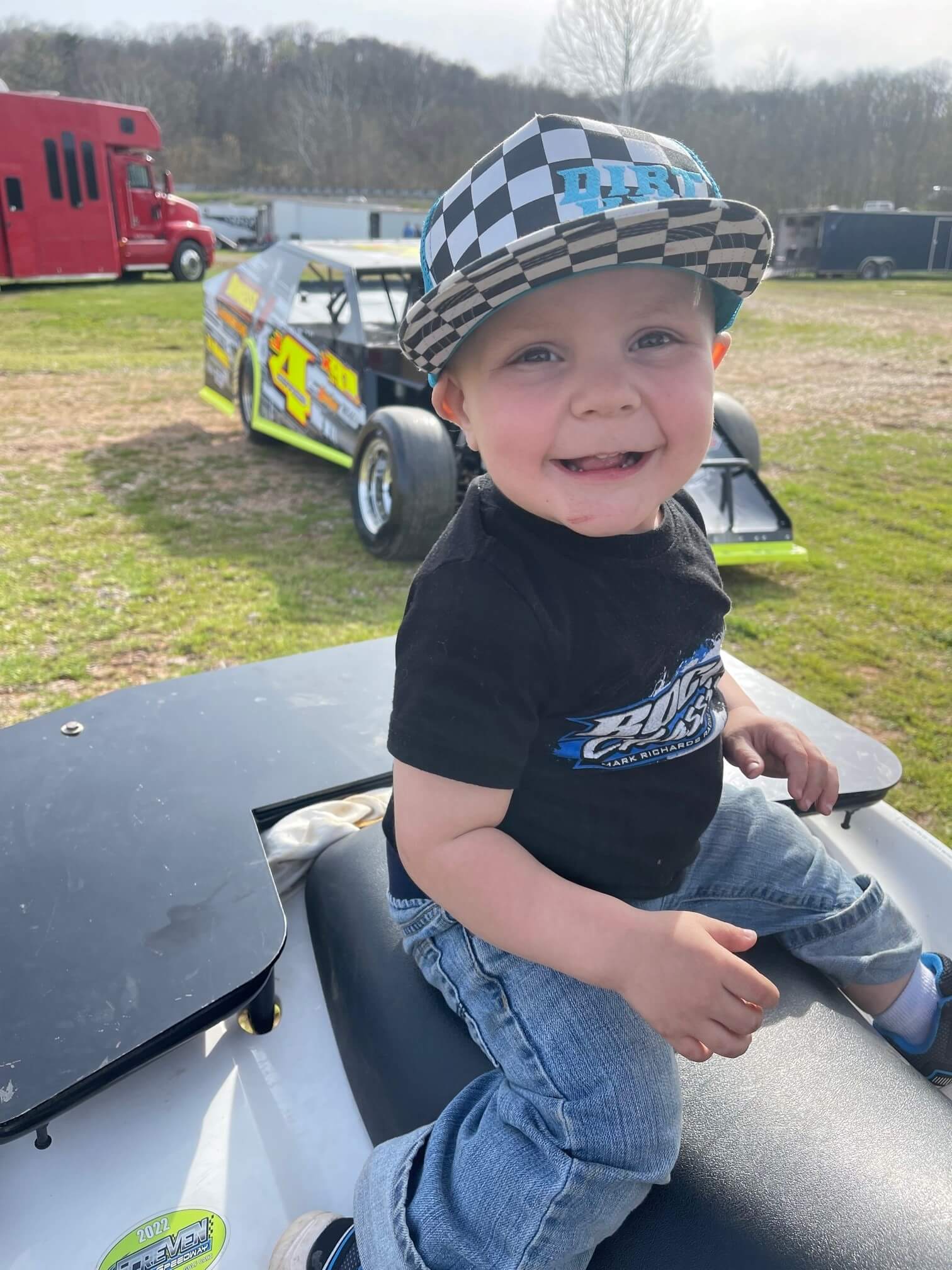 Jaxson Harris in a black and white checkered hat