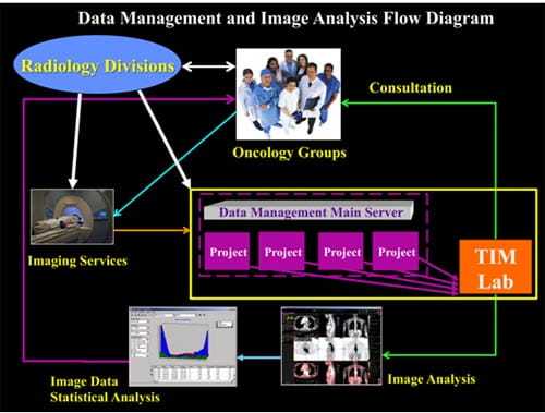 Project workflow through the Tumor Imaging Metric (TIM) Analysis Laboratory. 