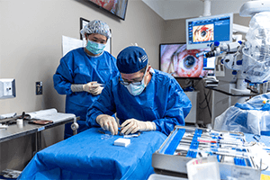 Dr. Ian Conner holds the artificial iris moments before performing the surgical procedure to implant the device for the first time in Western Pennsylvania on December 15, 2025.