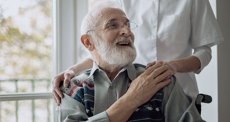 older patient in wheelchair