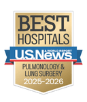 One of the best national hospitals, ranked in pulmonology by U.S. News and World Report.