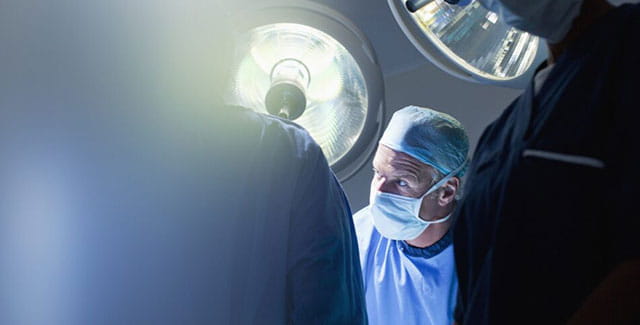 Doctor performing a bariatric surgery.