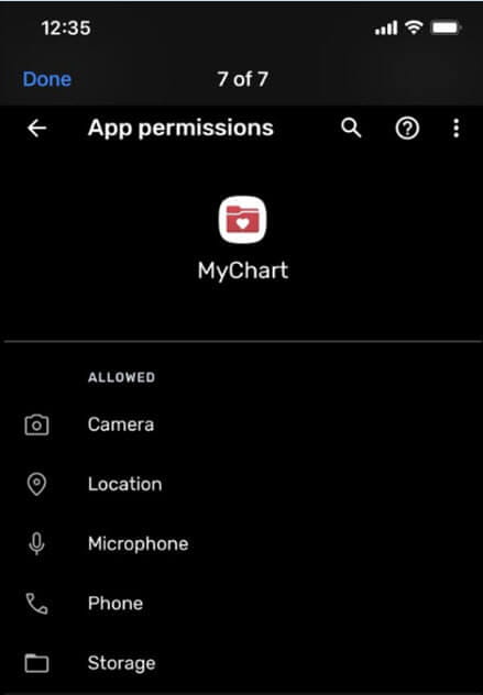 Android MyChart Permissions