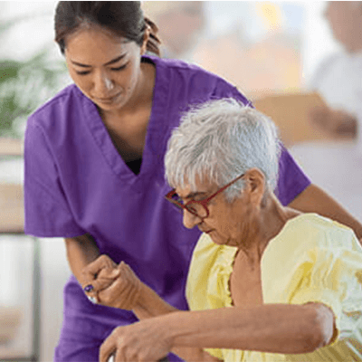 Image of patient talking to nurse.