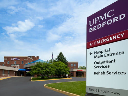 UPMC Bedford directions sign