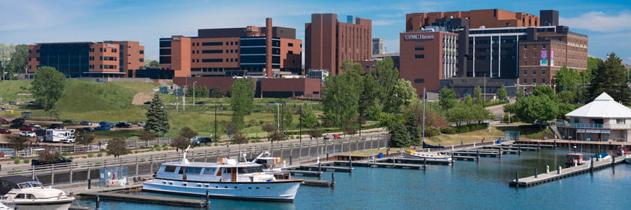 UPMC exterior and lake
