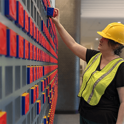 Amy spent an entire day activating the artwork by adding in the cubes.