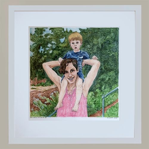 Dana Aravich holds her young son on her left hip. Learn more about 25 Portraits by Deborah Aschheim.