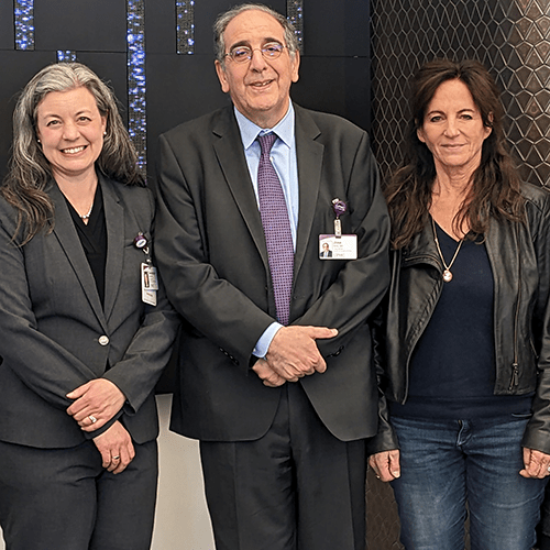 The artist (left) celebrated the artwork installation with Dr. Gwendolyn Sowa, Dr. Jose Sahel, and Renee Piechocki, art consultant.