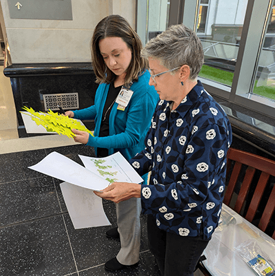 The artist met with UPMC’s senior interior designer to confirm the final layout of the artwork.