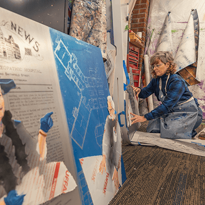 The artist assembled the components of each artwork in her studio. Photo by Elan Mizrahi.