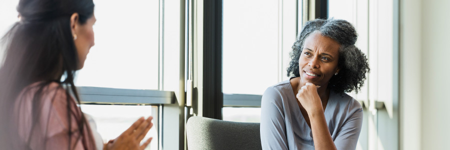 Image of patient talking with provider.