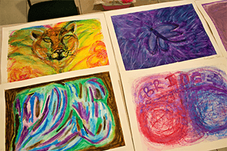 Pictured are a few examples of survivors’ art created during “Healing with Our Hands Through Art Making,” a breakout session led by an intuitive art facilitator and educator.