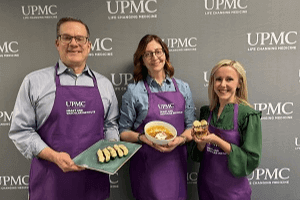 Michael Bosak, MD, and Ashley Zinda, DO, both cardiologists with UPMC Heart and Vascular Institute, and Shanna Shultz, RD, LDN, dietitian from The Giant Company.