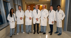 Spine Surgeons – Surgeons with UPMC Spine Care in Central Pa. include from left: Sheela Vivekanandan, M.D.; Bryan Bolinger, D.O.; John Braca, M.D.; William Beutler, M.D.; Jerry Robinson, M.D.; Bart Thaci, M.D.; and Vinayak Narayan, M.D.