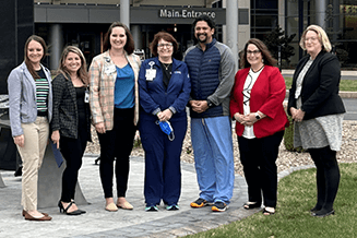 Representatives from UPMC and Gift of Life gathered at UPMC Williamsport to raise the Donate Life flag in celebration of Donate Life Month. 