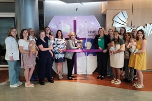 Leaders from UPMC in North Central Pa. and Susquehanna Health Foundation were surrounded by smiling moms, babies, and staff from The Birthplace as they unwrapped the new Mamava Lactation Pod at UPMC Williamsport.