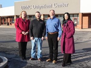 Patti Jackson-Gehris, market president, UPMC North Central Pa.; Shane Scanlan, director of Operations, McElhattan, and Jim Sloan, director of Operations, Lock Haven, First Quality, and Sherry Watts, president, Susquehanna Health Foundation.
