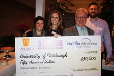 The Woiner Foundation representatives L to R: Sarah Pearman, Jessica Fera and Ric Fera and John T. Kirkwood, M.D.  (2nd from right) 