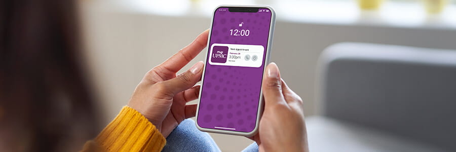 MyUPMC notification on a smartphone