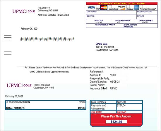 UPMC Cole Bill Example