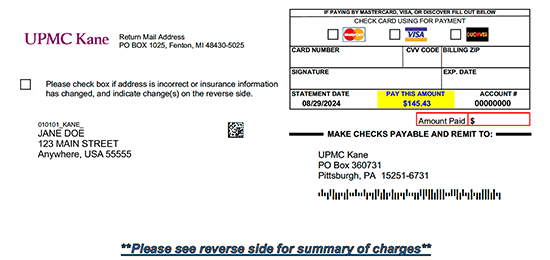 UPMC Kane bill example