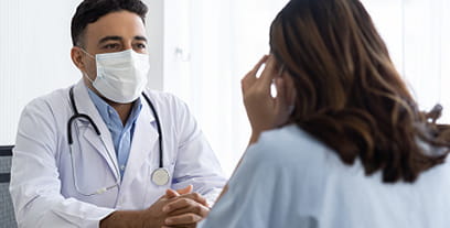 Physician with patient.