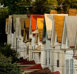A row of houses in a neighborhood in Pittsburgh, Pa.