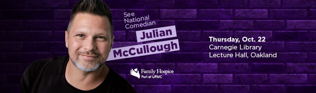 See Comedian Julian McCullough on Thursday, Oct. 22 at the Carnegie Library Lecture Hall in Oakland.  Doors open at 6 p.m.  Show starts at 7 p.m.   Tickets are $50 Orchestra; $35 Balcony. 