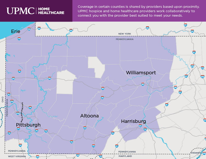 Home Healthcare and Hospice Service Area Map