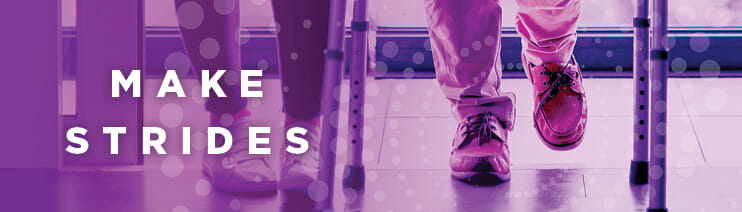 Services page banner. Text reads "Make strides".