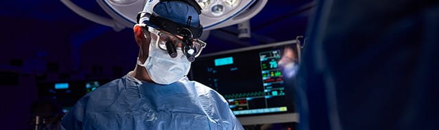 Heart transplant doctor in the operating room.