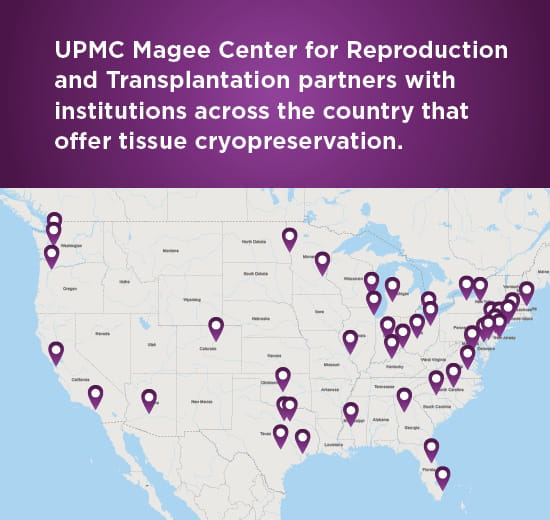 UPMC Magee Center for Reproduction and Transplantation partners with institutions across the country that offer tissue cryopreservation