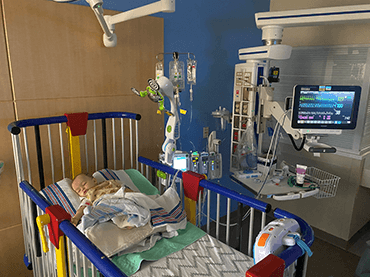 Baby Kai in the hospital hooked up to see his vitals